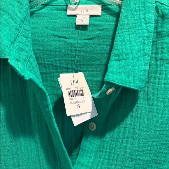 J. Jill Green Gauzy Button-Up Shirt - Picture 2 of 3